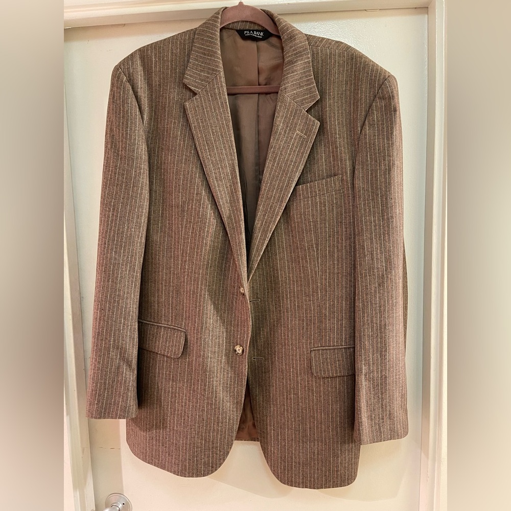 Brown two button pinstripe suit
